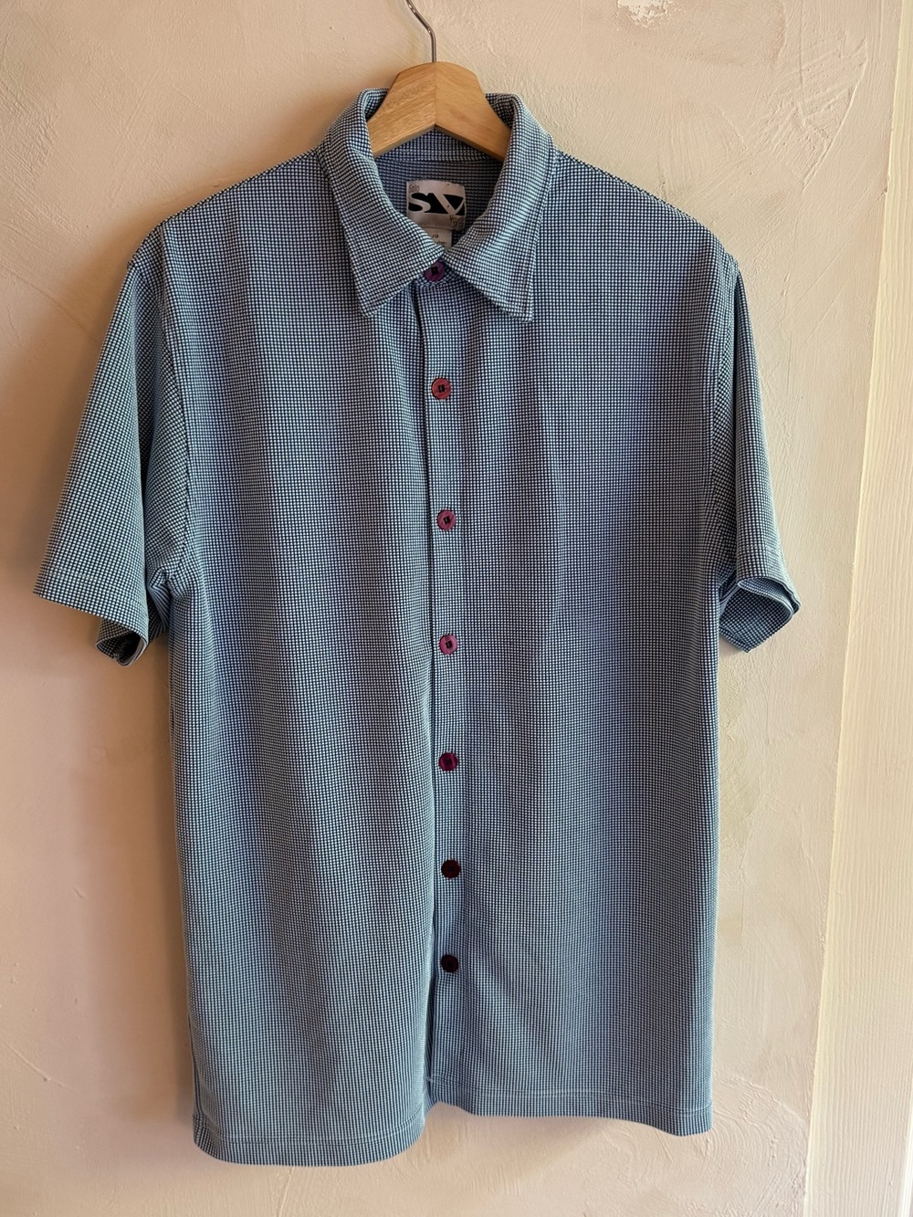 Vintage | Solo Voyce | Men's Light Blue Textured Button-Down Shirt